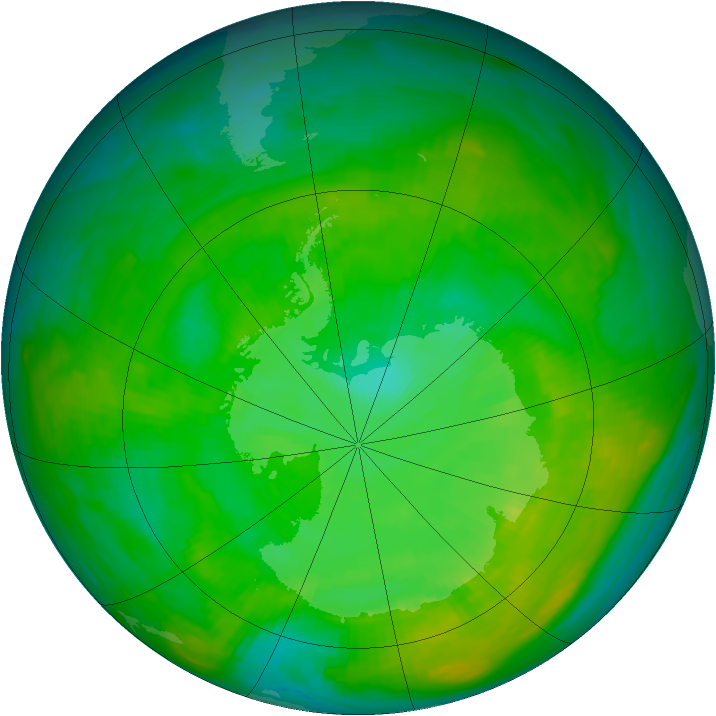 Antarctic ozone map for 18 December 1983